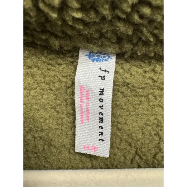 Free People FP Movement Hit The Slopes Fleece Jacket Olive Green XS OB1011351 - Image 7