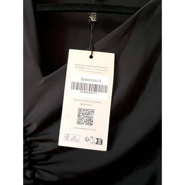 Oh Polly Rea Long Sleeve Asymmetric Mini Dress in Black size 6 New - Image 5