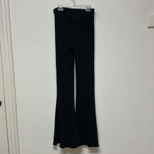 Aerie Black Ribbed Flare Long Stretch Pants - Image 7