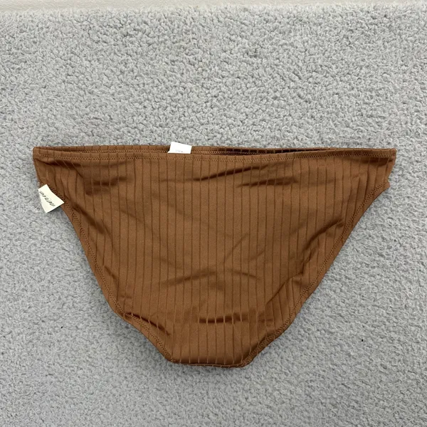 NWT Aerie Swim Bikini Bottom Brown‎ Ribbed Beach Summer Vacation Women Large - Image 2