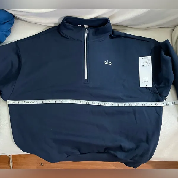 ALO Yoga NWT Accolade 1/4 Zip Pullover Navy Blue Size M oversized - Image 10