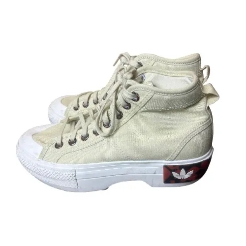 Adidas Originals Nizza Trek Shoes Sandy Beige Platform Mid Top Sneakers Womens 7 - Image 3