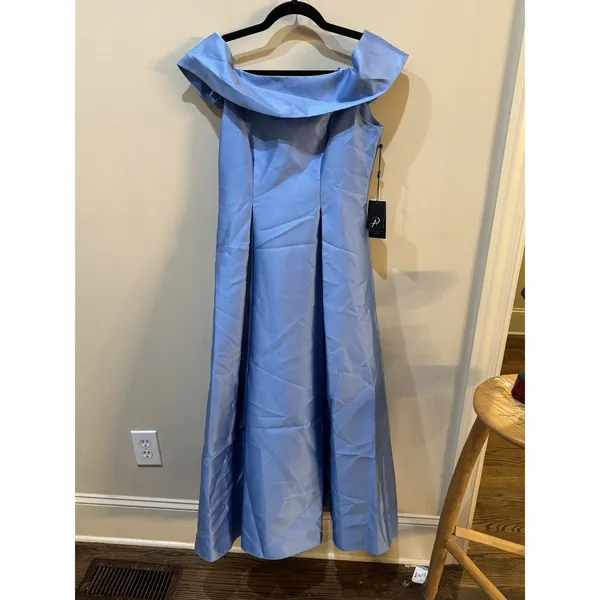 Adrianna Papell Off-the-Shoulder Mikado Gown Bluebell Size 4 MSRP $229 - Image 5