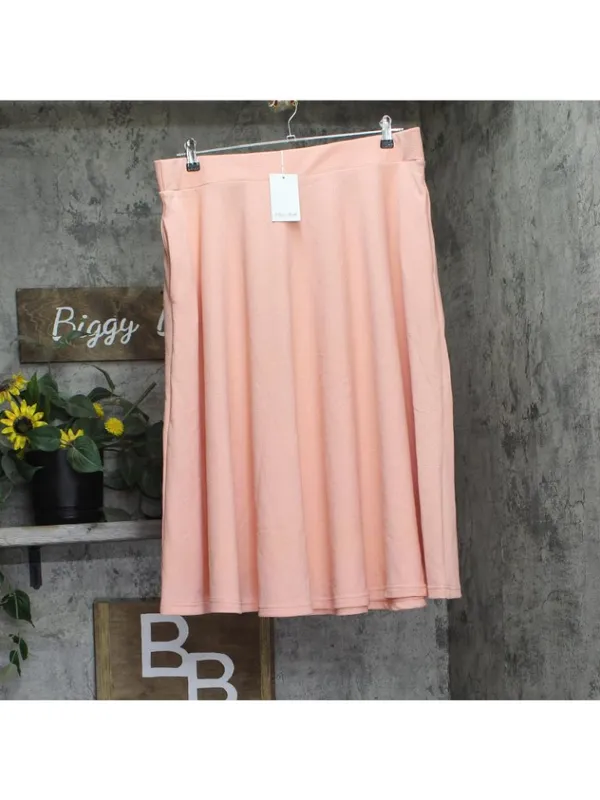 NWT White Mark Fit & Flare Midi Skirt with Pockets PS709 Peach Orange 2X - Image 6