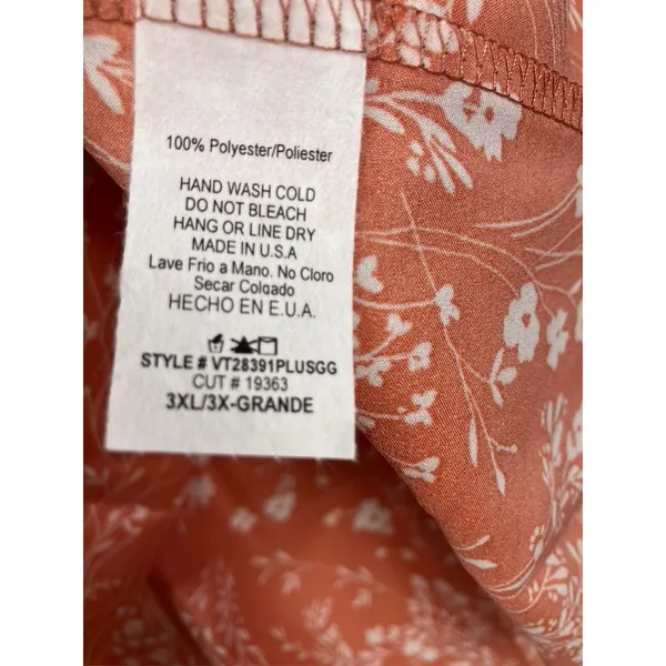 Vanilla Bay Womens 3X Rust Orange Floral Tiered Babydoll Top‎ VT28391PLUSGG - Image 6