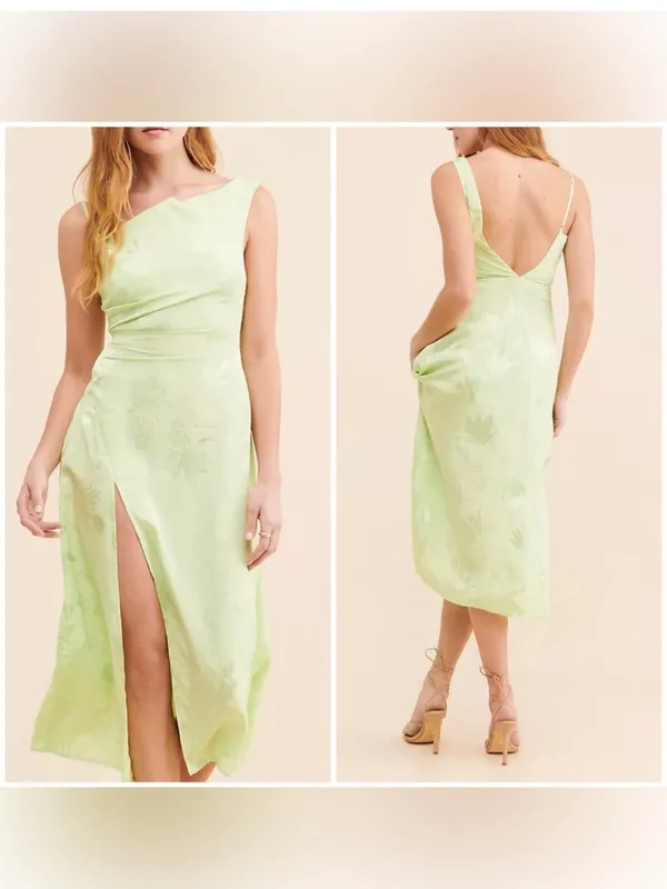 NWT For Love & Lemons Ilana jacquard Midi Dress in Green size M - Image 2