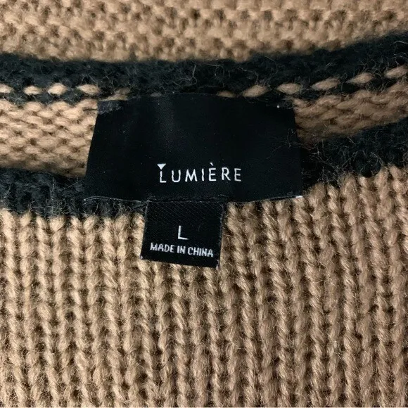 Lumiere Large Boho Chunky Knit‎ Striped Bell Sleeve Sweater Oversized Cozy Top - Image 5