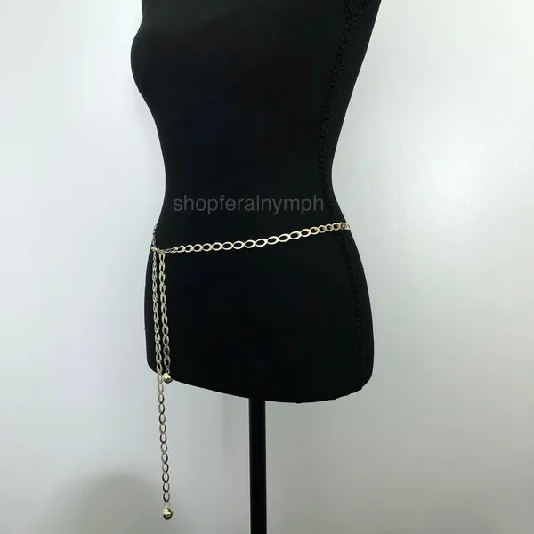 Y2K Minimalist Gold Oval Link Chain Belt, Fits Up to 42.5 Inches, X7GA1184 - Image 5