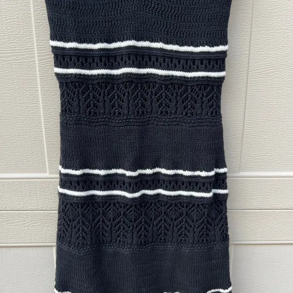 Abercrombie & Fitch Black White Crochet Mini Dress Sz XS Summer Vacation Resort - Image 3