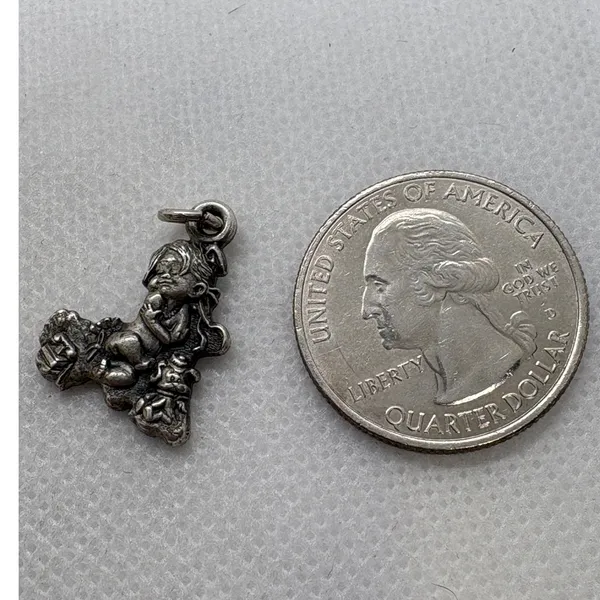 Vintage Sterling Silver Girl with Toys Charm Pendant Antiqued 925 Whimsical - Image 6