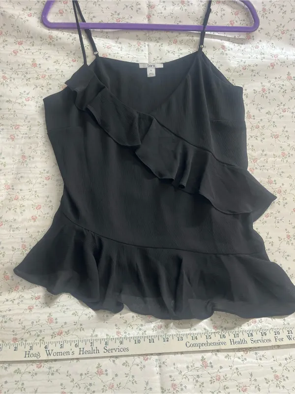 Bar III Black Asymmetrical Ruffle Camisole - Image 3