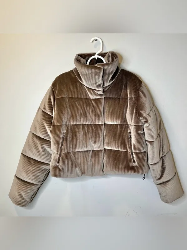 Alo Yoga Ribbed Velour Gold Rush Puffer In Macchiato Size XS - Image 5