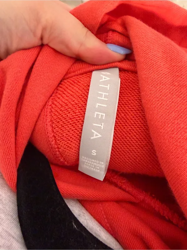 Athleta Open Back Orange Hooded‎ Pullover Sweatshirt - Image 3