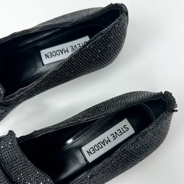 NEW Steve Madden Riski Black Rhinestone Studded Loafers, NEW, Size 6, MSRP $99 - Image 4
