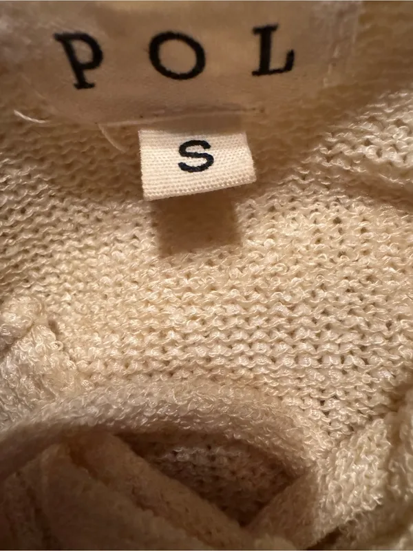 POL Distressed Star Print Knit Hoodie Sweater Cream Ivory Small Like New - Image 4