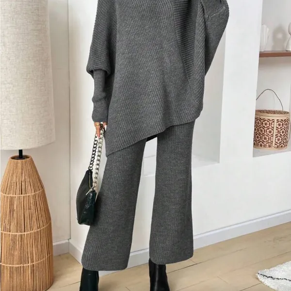 Cozy Ribbed Knit Two-Piece Set in Charcoal Gray NWOT. - Image 4