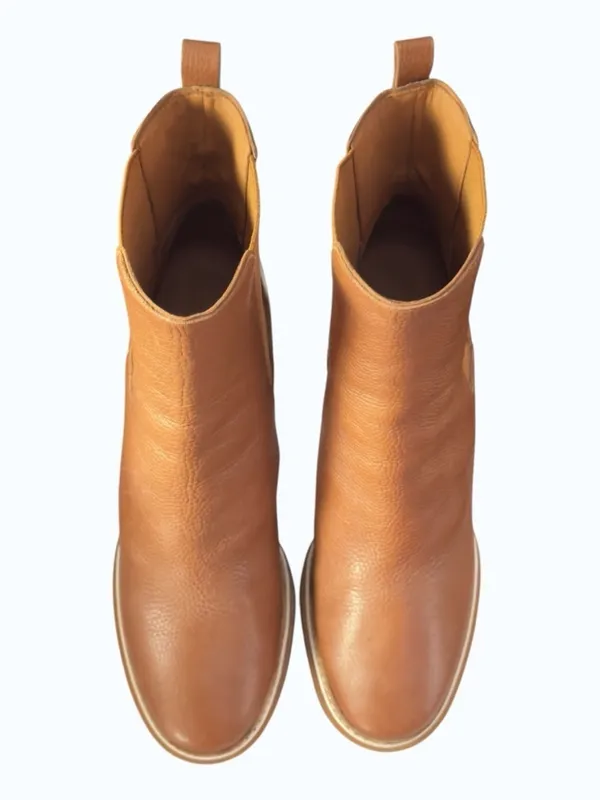 Tory Burch Carson 70mm Chestnut Leather Lug Sole Chelsea Platform Boot Size 10 - Image 11