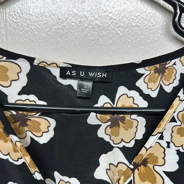 As U Wish Black and Gold Floral Mini Dress - Image 2