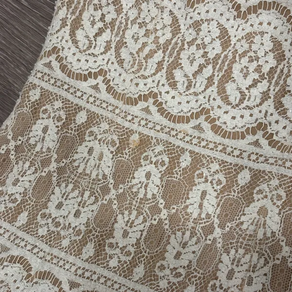 VTG 90s NiteLine White Lace Beaded Tan Mini Dress 2‎ Bridal Goth Witchy Coquette - Image 15