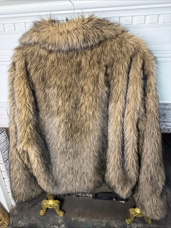 Edikted Size M Women's Faux Fur Jacket - Brown - Image 3