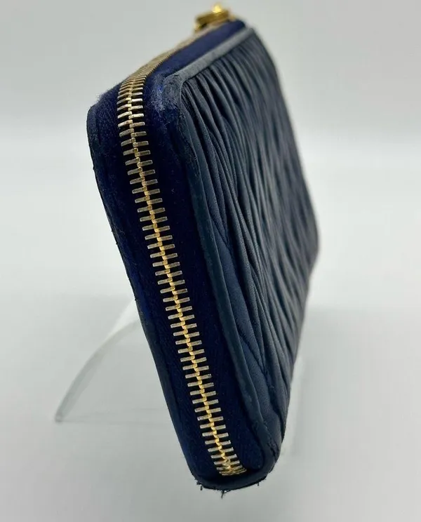 Miu Miu Navy Continental Leather Wallet - Image 3