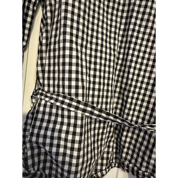 Madewell Boho Black‎ and White Checkered Top with Tie Waist L - Image 9