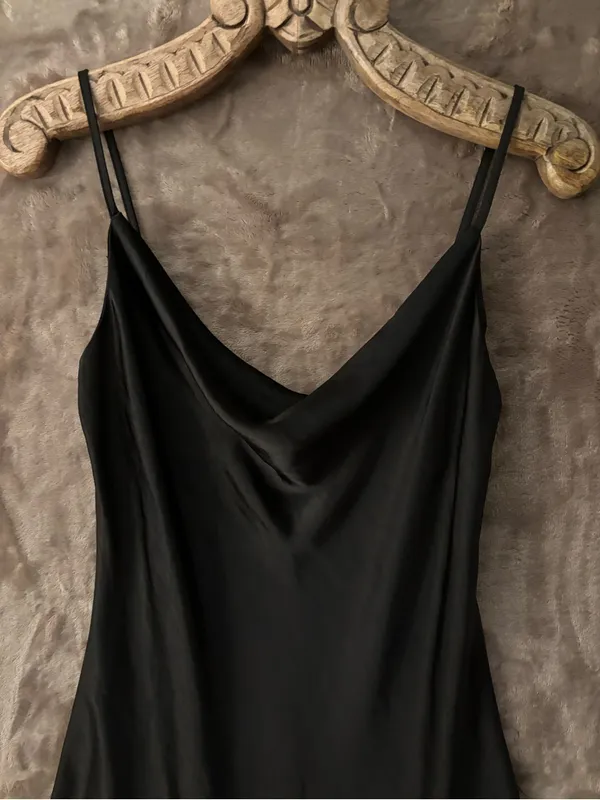 Black Satin Slip Mini Dress Women’s Size M Size M - Image 3
