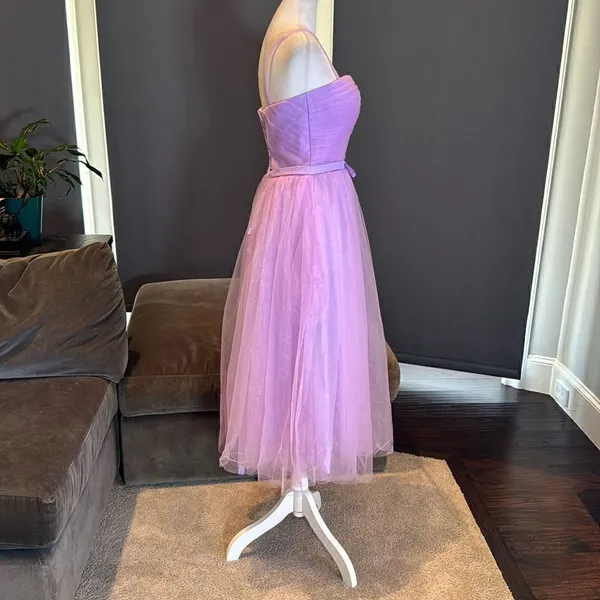 Women’s Tea Length Purple Prom Party Dress CorsetBack Sweetheart Neckline Size 4 - Image 4