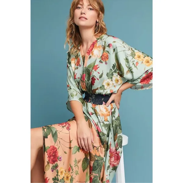FARM RIO Marilla Maxi Dress Floral Kimono Bohemian‎ Size XS - Image 3