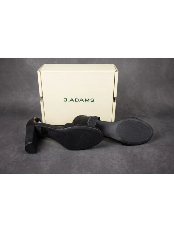 J. Adams Black Ankle Strap Block Heel Sandals Vegan Leather Size 11 New in Box - Image 3