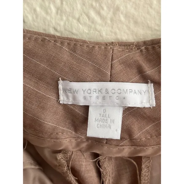 New York & Company Pant Suit Size 0 Tall Brown Pinstripe Blazer Trousers Set - Image 7