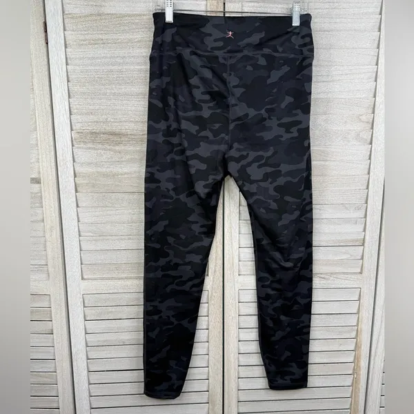 DANSKIN Women's Camo Print Leggings Gray/Black-Large - Image 2
