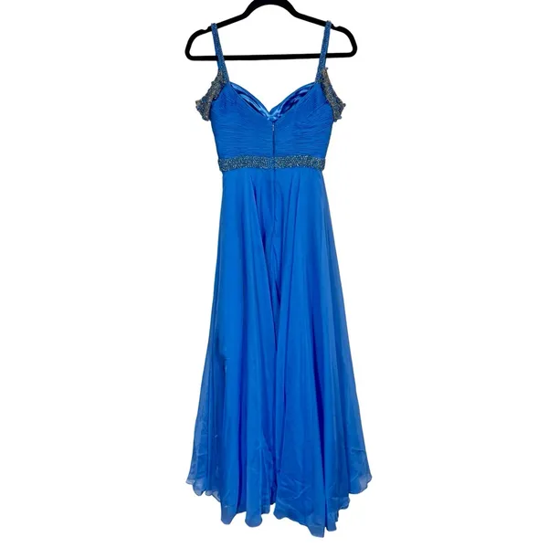 Sherri Hill 50086 Chiffon Beaded Sweetheart Prom Gown Formal Dress Periwinkle - Image 8