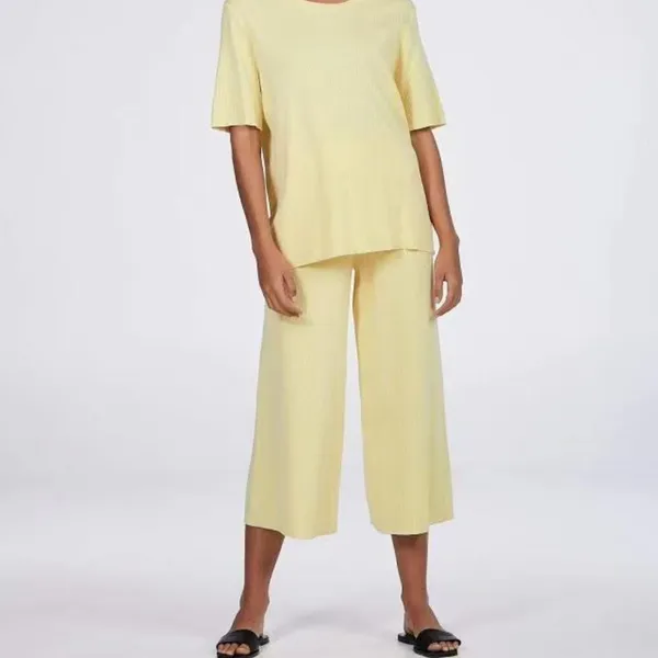 Charlie Holiday Delilah Butter Ribbed Knit High Rise Wide Leg Lounge Pants - Image 4