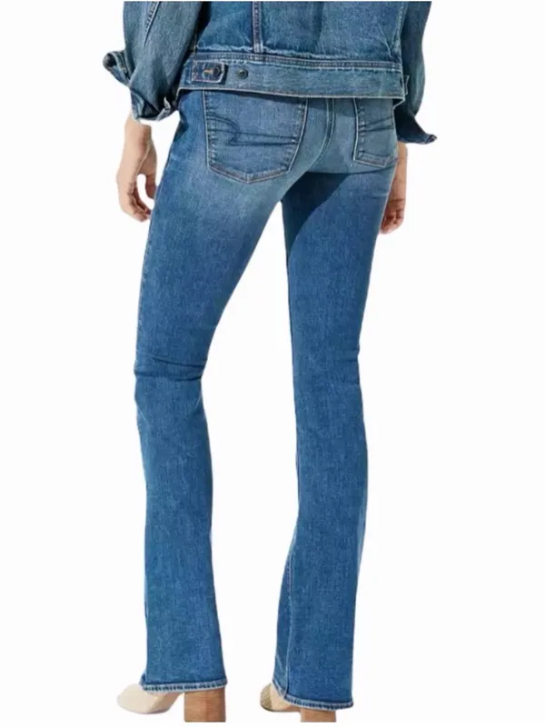 American Eagle Hi-Rise Artist Flare Jeans SIZE 2 Short Medium Wash Super Stretch - Image 4