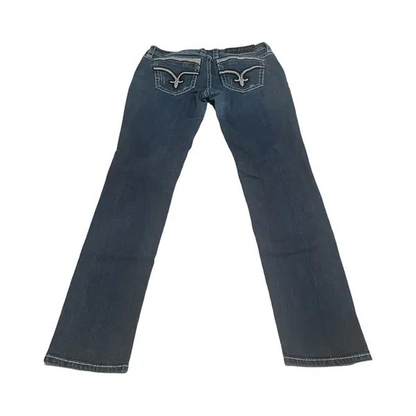 Rock Revival Dee Skinny Jeans Womens 30 Dark‎ Wash Embellished Low Rise Western - Image 2