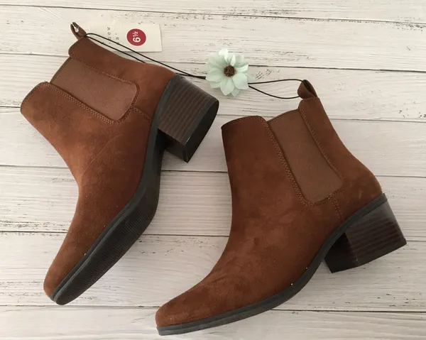 Suede Ankle Boots, Size 6 1/2 Brown - Image 3
