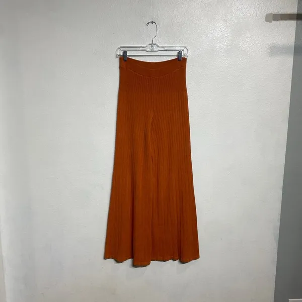 Free People Orange Keep It Real Ribbed Flare Pant Sz M - Image 2