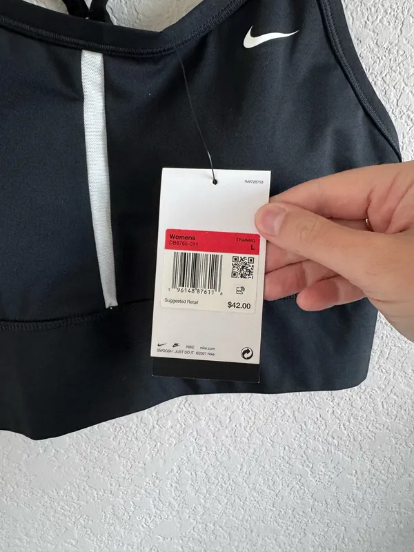 NWT Nike Indy Sports Bra L Black White - Image 2