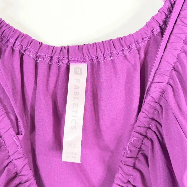 Fabletics XS Romper Perforated‎ Legs Purple Off Shoulder Short Sleeve 1304 - Image 9