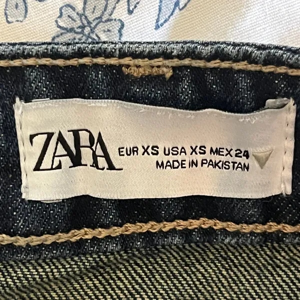 Zara Womens Blue Denim Pleated Mini Skirt Dark Wash Size XS 24 - Image 3