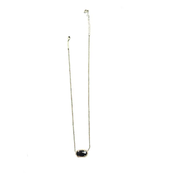 Kendra Scott Glass Stone Elisa Pendant Necklace Gold & Black - Image 3