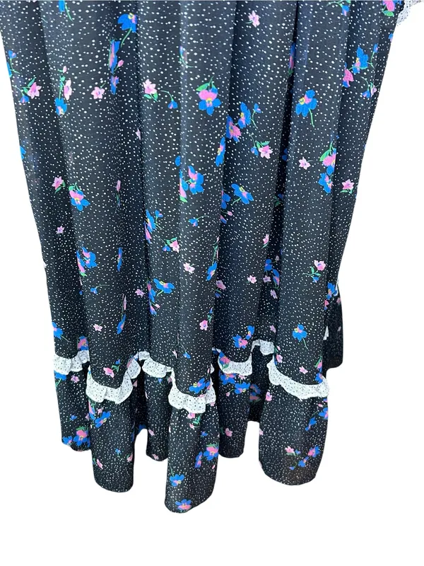 New Anthropologie Alders’ ruffle tiered dress size 0 polka dot chiffon maxi navy - Image 4