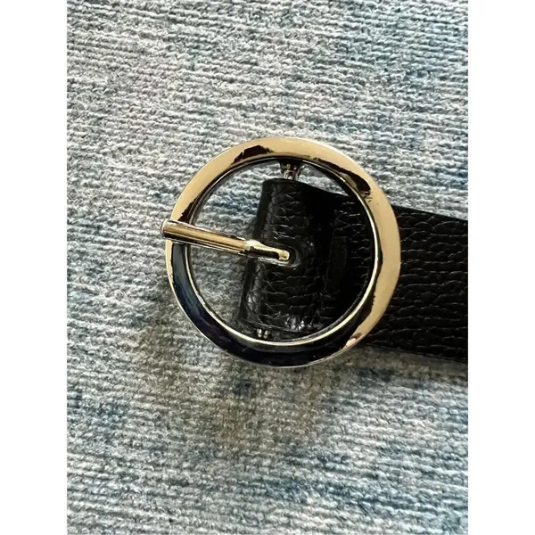 Steve Madden Faux Leather Black and Silver Tone Belt - Image 2