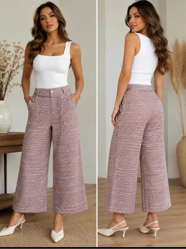 Hunter & Brown Premium Wide-Leg Pants – Size L Mauve - Image 2