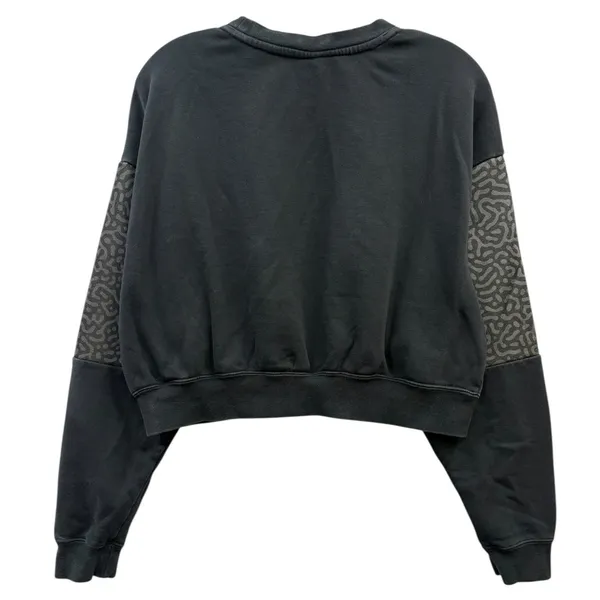 Nike‎ Women Black Crew Neck Cropped Sweatshirt Center Swoosh Athleisure S - Image 2