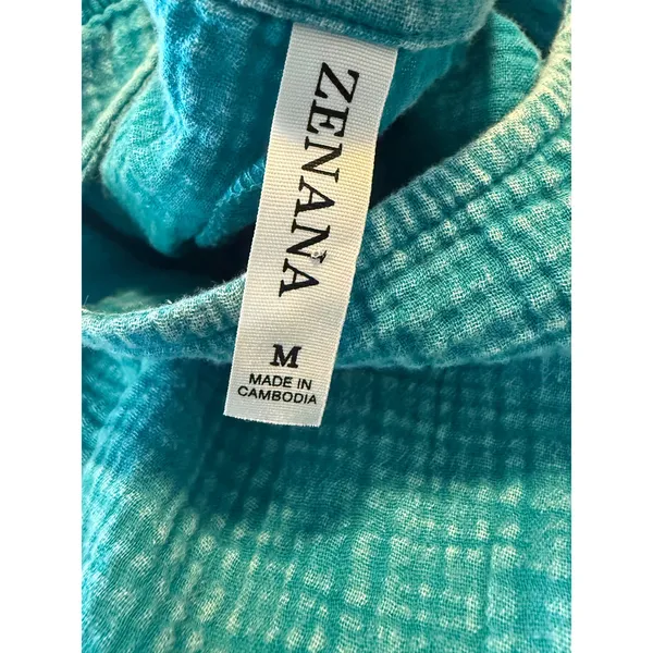 Zenana Boho Turquoise Blue Cotton cottage Y2K fairy‎ dainty Ruffle Babydoll Peplum Top - Image 5