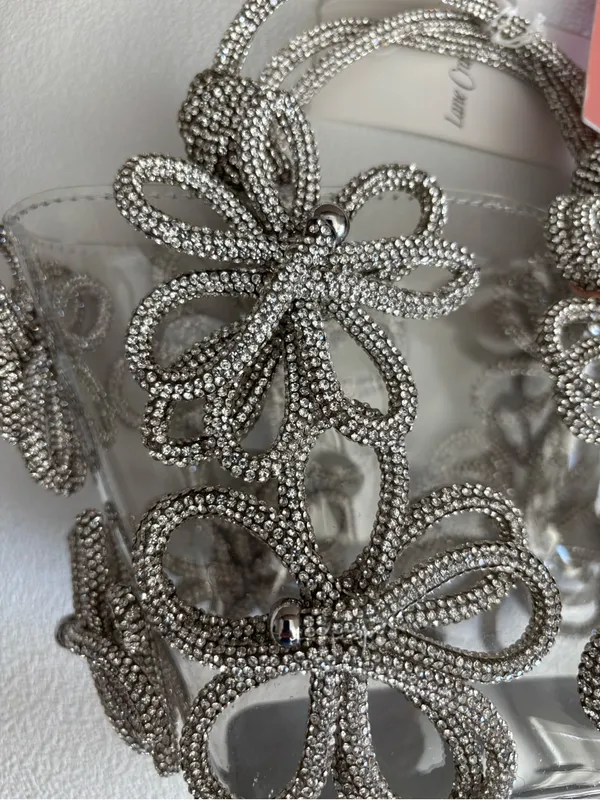 NWT cult gaia clear tote with silver floral beading - Image 7