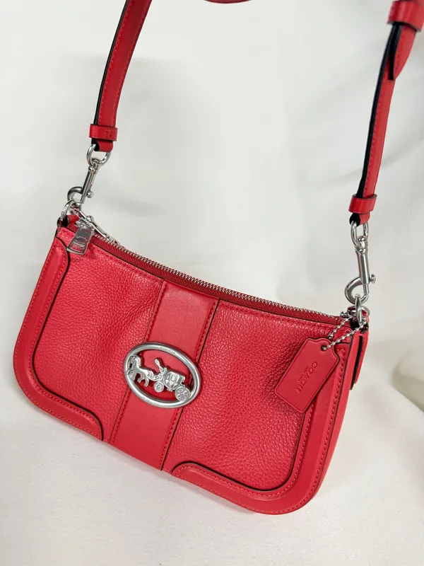 Coach Georgie Red Satchel Leather Crossbody Bag 5500 - Image 4