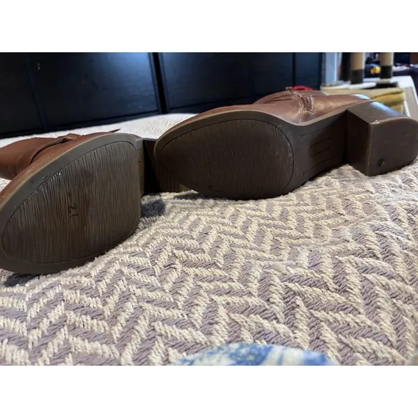 Frye & Co Italia Brown Ankle Boots Womens Size 9M Side Zip Block Heel Booties - Image 13